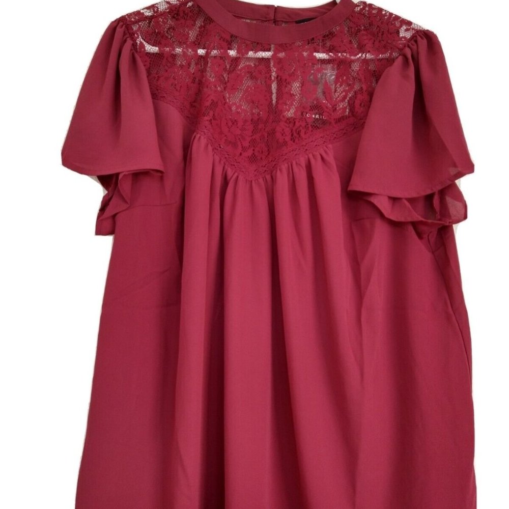 Torrid 1X Pink Lace Top With Flutter Sleeves-NWT